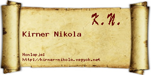 Kirner Nikola névjegykártya